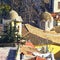 Athens Greece, domes and roofs at Plaka neighborhood under Acropolis