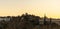 Athens Greece. Hephaestus temple and old national observatory, illuminated, at night. View from Monastiraki area