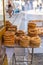 ATHENS, GREECE - SEPTEMBER 16, 2018: Greek bagels at Ermou Street in Athens