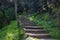 Athens, Greece. Stairs going up to Filopappou hill. Adventure, hiking and healthy lifestyle at wild nature background