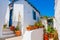 Athens, Greece. Street with white cycladic architecture in Plaka district