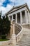 Athens Old Town, Attica - Greece - Stairs and symmetric facade of the National Library of Greece