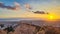 Athens - Panoramic view during sunset of the city of Athens seen from Filopappou Hill (hill of muses), Athens, Attica, Greece