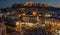 Athens Plaka and Acropolis at Twilight