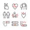 Atherosclerosis. Symptoms. Line icons set. Vector signs for web graphics.