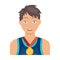 Athlete awarded a gold medal. Sport and reward single icon in cartoon style vector symbol stock illustration web.
