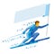 Athlete in blue skiing with empty flag