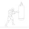 Athlete Boxer fighter is training boxing is hitting a punching bag. Fights without rules