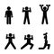 Athlete doing exercises, sport icon, people lifting dumbbells