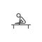 Athlete doing exercises on uneven bars line icon