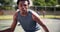 Athlete, face and ball on basketball court for fitness, dribbling exercise and training with team in outdoor. Black man