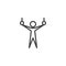 Athlete and gymnastic rings line icon