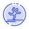 Athlete, Gymnastics, Performing, Stretching Blue Dotted Line Line Icon