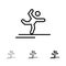 Athlete, Gymnastics, Performing, Stretching Bold and thin black line icon set