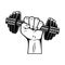 Athlete hand with dumbbell. Design element for poster, card, banner, sign.