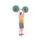 Athlete lifts barbell, flat vector gradient illumination