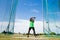 Athlete performing a hammer throw