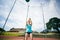 Athlete performing a hammer throw