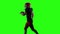 Athlete runs and throws the ball. Slow motion. Green screen