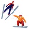 Athlete on skis and professional snowboarder vector illustration isolated