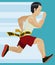 Athlete in Sprint Race Reach the Finish Line, Vector Illustration