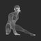 Athlete at Starting Position Ready to Start a Race. Runner Ready for Sports Exercise. Human Body Wire Model. Sport Symbol. 3d