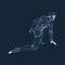 Athlete at Starting Position Ready to Start a Race. Runner Ready for Sports Exercise. Human Body Wire Model. Sport Symbol. 3d