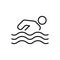 Athlete Stick Man Swim in Sea Black Line Icon. Sport Swimmer Dive in Pool Outline Pictogram. Human Simple Figure Motion