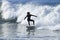 Athlete surfing on Santa Cruz beach in California