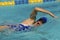 Athlete Swims A Freestyle Stroke