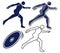 athlete throwing discus flat icon, outline icon on white background, vector set