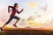 Athlete trail running woman runner training cardio