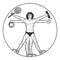 Athlete Vitruvian Man sketch engraving vector