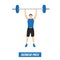 An athlete weightlifter performs a sports exercise overhead press