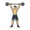 Athlete weightlifting barbell sketch vector