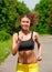 Athlete woman jogging outdoors