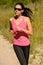 Athlete woman running training on sunny day