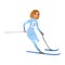 Athlete woman taking part in skiing competition. Sportswoman with physical disabilities. Flat vector design