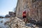 Athletes in the Alanya ultra trail race track who passed the Alanya Castle stage with natural and magnificent views in Alanya,