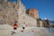 Athletes in the Alanya ultra trail race track who passed the Alanya Castle stage with natural and magnificent views in Alanya,