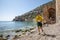 Athletes in the Alanya ultra trail race track who passed the Alanya Castle stage with natural and magnificent views in Alanya,