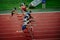 Athletes Compete in 110m Hurdles Race During Track and Field Championship for Worlds in Budapest
