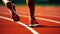 Athletes Feet Running On A Track. Generative AI