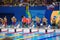 Athletes preparing for Rio2016 swimming event