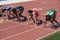 Athletes At Start Of Running Track