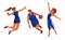 Athletes. Volleyball player in dynamic movement, a male basketball player with a ball, and a gymnast. Figures of