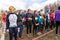 Athletes are waiting for the signal to start the relay at competitions in outdoor orienteering Grodno Forest Day