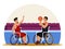 Athletes in wheelchair play basketball, Paralympics game