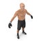 Athletic attractive man wearing boxing gloves on the white. 3D illustration