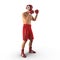 Athletic attractive man wearing boxing gloves on the white. 3D illustration